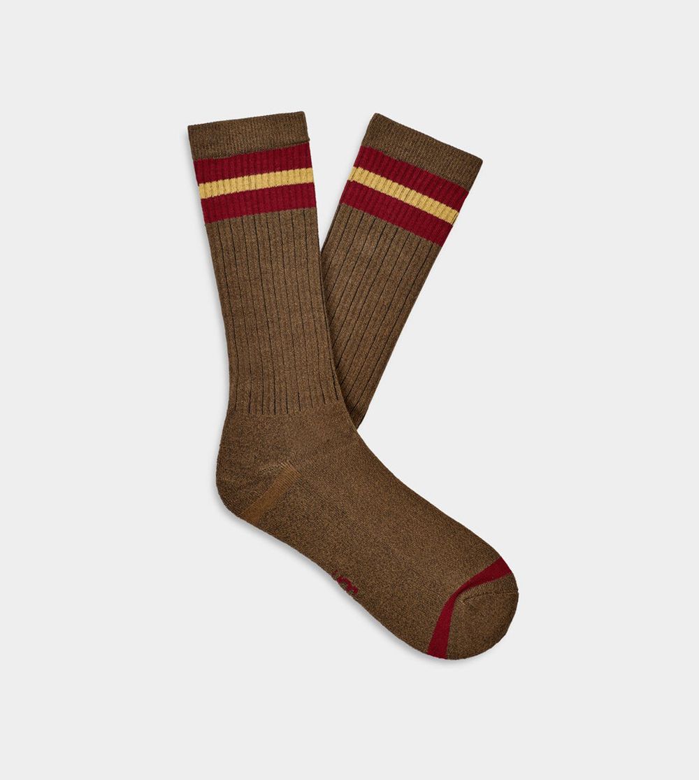 Ugg Socks Canada - Ugg Men's Noel Three Stripe Crew Brown